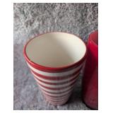 Modern Red and White Ceramic Vase Lot - 4 ct
