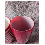 Modern Red and White Ceramic Vase Lot - 4 ct