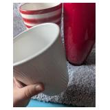 Modern Red and White Ceramic Vase Lot - 4 ct