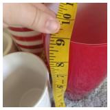 Modern Red and White Ceramic Vase Lot - 4 ct
