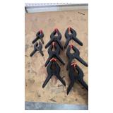 Set of 6 Black Spring Clamps with Red Grips