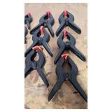 Set of 6 Black Spring Clamps with Red Grips