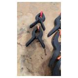 Set of 6 Black Spring Clamps with Red Grips