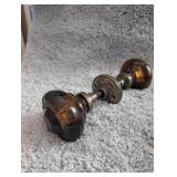 Vintage Amber Glass Door Knob Set with Decorative Backplate
