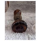 Vintage Amber Glass Door Knob Set with Decorative Backplate