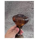 Vintage Amber Glass Door Knob Set with Decorative Backplate