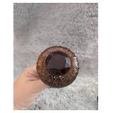 Vintage Amber Glass Door Knob Set with Decorative Backplate