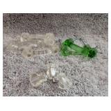 Vintage Glass Door Pulls with Green Accents