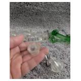 Vintage Glass Door Pulls with Green Accents