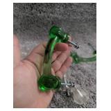 Vintage Glass Door Pulls with Green Accents