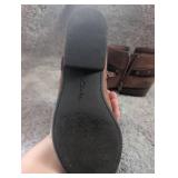 Clarks Brown Leather Ankle Boots with Studded Strap - Size 8.5