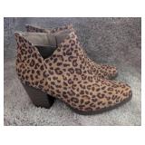 Leopard Print Ankle Boots - Size 9