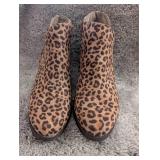 Leopard Print Ankle Boots - Size 9