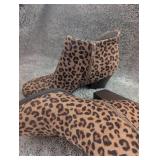 Leopard Print Ankle Boots - Size 9