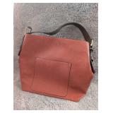 Classic Terracotta Leather Hobo Bag with Front Pocket