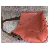 Classic Terracotta Leather Hobo Bag with Front Pocket