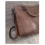 Vintage Brown Croc-Embossed Leather Messenger Bag