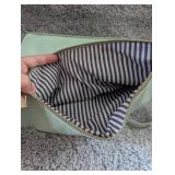 Mint Green Leather Crossbody Bag with Striped Lining