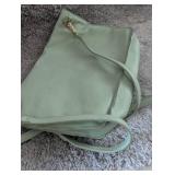Mint Green Leather Crossbody Bag with Striped Lining