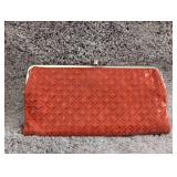 Vintage Red Leather Hobo Wallet with Clasp