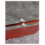 Vintage Red Leather Hobo Wallet with Clasp