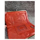 Vintage Red Leather Hobo Wallet with Clasp