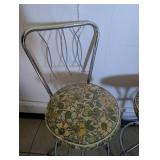Vintage Chrome Bar Stools with Floral Upholstery- 2 Chairs (24 height)