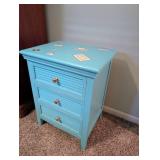Refinished Turquoise 3-Drawer Side Table
