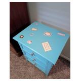 Refinished Turquoise 3-Drawer Side Table