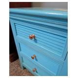 Refinished Turquoise 3-Drawer Side Table