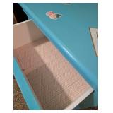 Refinished Turquoise 3-Drawer Side Table