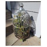 Large Silver Metal Bird Cage Decor - 24 in