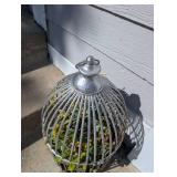 Large Silver Metal Bird Cage Decor - 24 in
