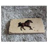 Running Horse Travertine Tile Decor -6x4 in