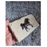Running Horse Travertine Tile Decor -6x4 in