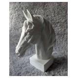 Classical White Horse Head Bust Sculpture - 14 in