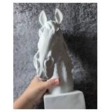 Classical White Horse Head Bust Sculpture - 14 in