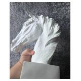 Classical White Horse Head Bust Sculpture - 14 in