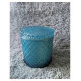 Modern Home Decor Set - Blue Glass Jar, Yellow Planter, Ceramic Flower Jar