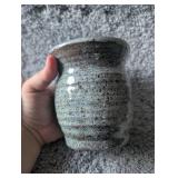 Crackle Ceramic Planter Set - White and Blue Glazed
