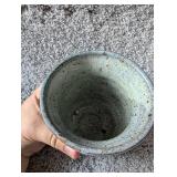 Crackle Ceramic Planter Set - White and Blue Glazed
