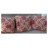 Red Pattern Decorative Throw Pillows - 3 ct