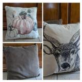 Rustic Deer + Pumpkin Print Decorative Pillow Set