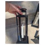 Modern Black Metal Lanterns with LED Candles - 3 ct
