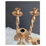 Set of 4 Vintage-Style Twisted Wood Candlesticks