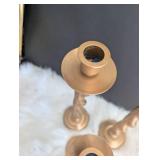 Set of 4 Vintage-Style Twisted Wood Candlesticks