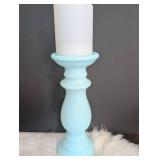 Mint Blue Wooden Candle Holder