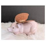 Flying Pig Ceramic Figurine with Copper Wings