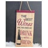 Wine with Friends Wooden Wall Sign