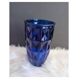 Blue Diamond Cut Glass Vase + Matte Pink Vase